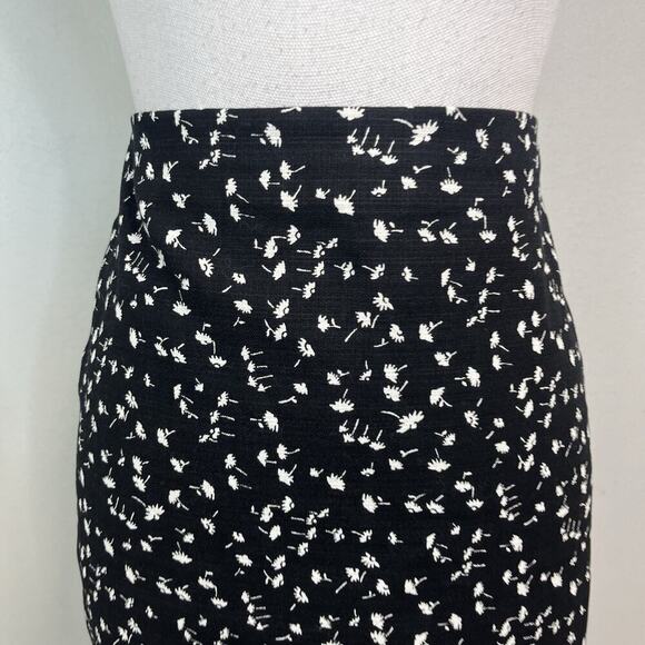 J. Crew Skirt sz 6 Petite Black White Floral Straight Pencil Knee Church Casual - Picture 4 of 8